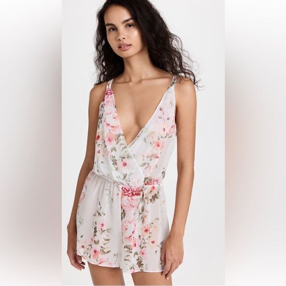 NWT Flora Nikrooz chiffon floral romper L - Picture 1 of 10